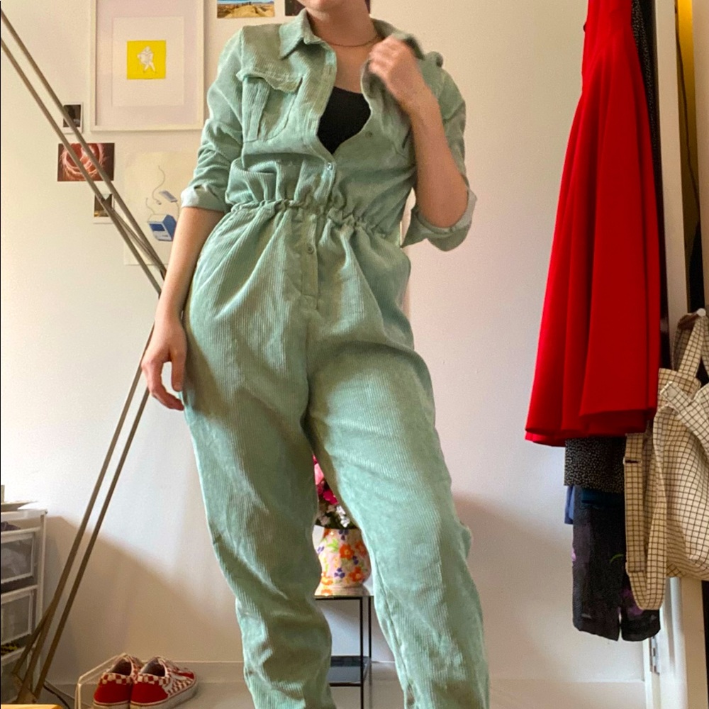 asos teal cord JUMPSUIT size 8!